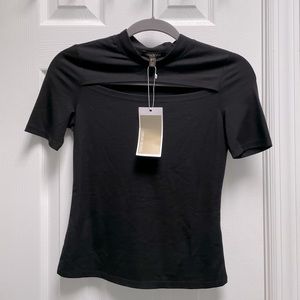 Hollow round neck tight t-shirt -  s